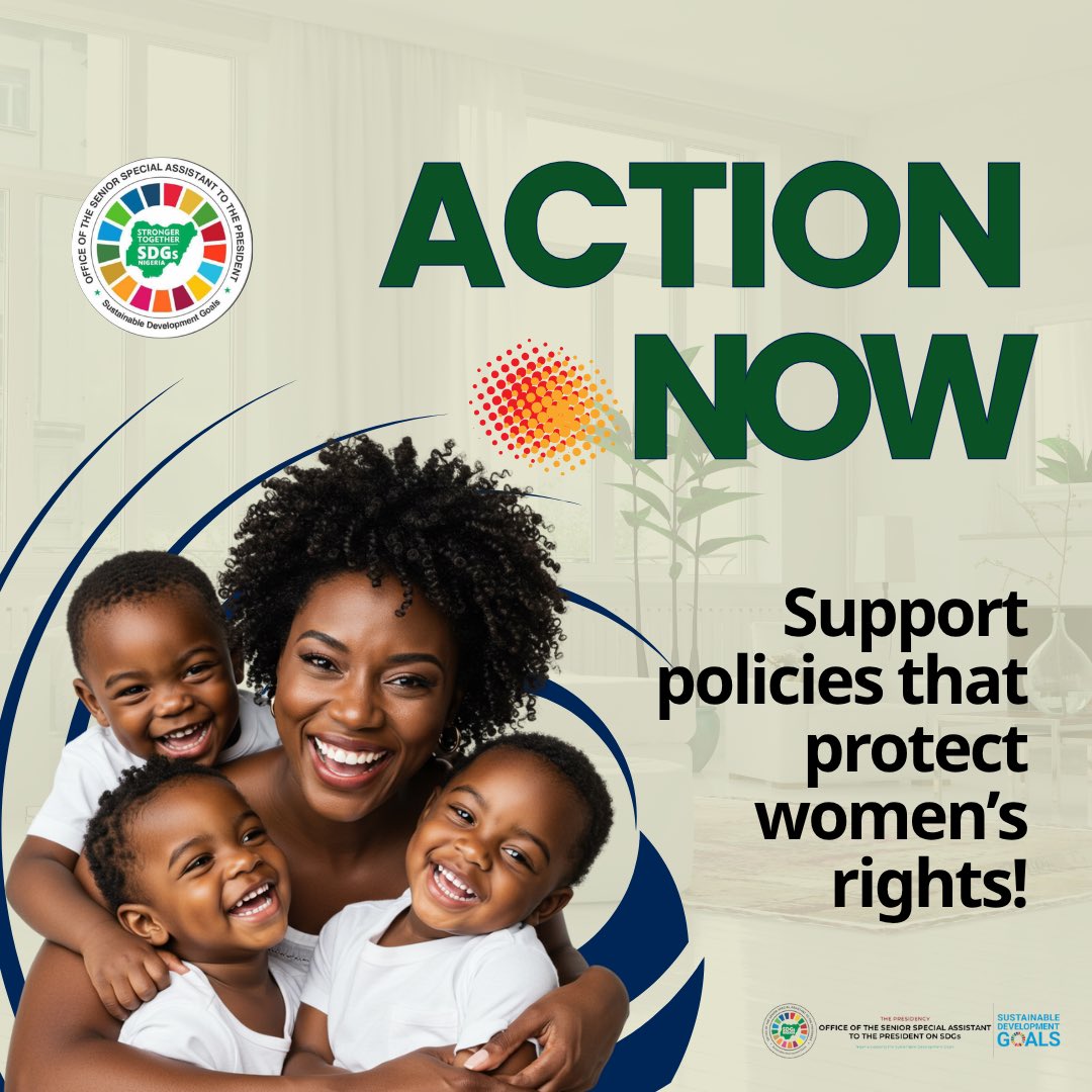 Women deserve protection, respect, and equal rights.

Let’s champion policies that uplift and protect women across Nigeria and beyond.
When women thrive, families and nations rise.

Together, we can ensure a future of equality and empowerment

#genderequality #sdg5 #womensrights