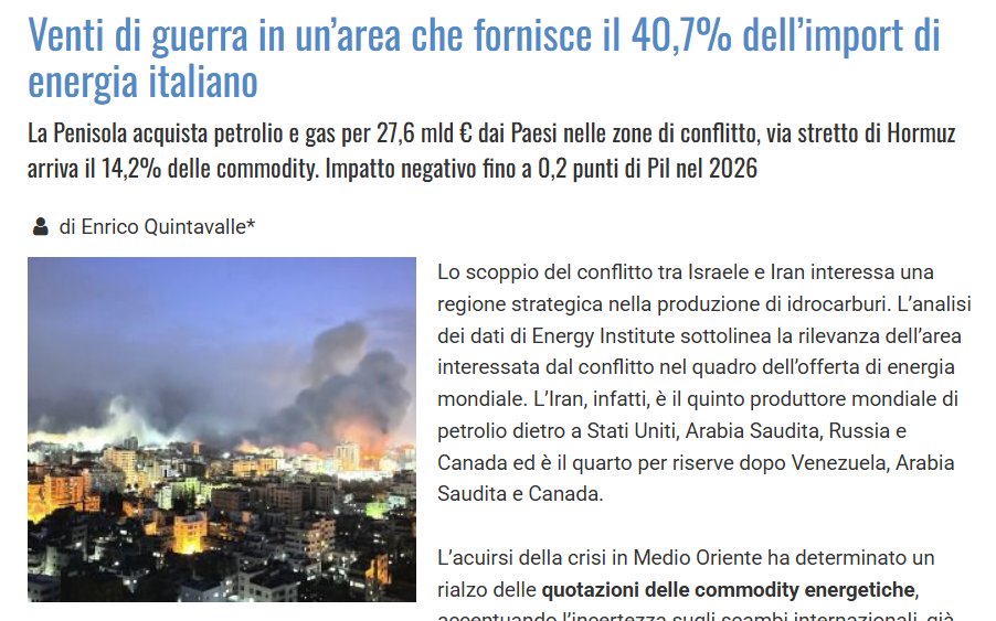 La dipendenza energetica dell'Italia a paesi in conflitto  e #import di #petrolio e #GNL che transita per lo stretto di #Hormuz in analisi Ufficio Studi @Confartigianato per <a href="/QuotidianoEnerg/">Quotidiano Energia</a> <a href="/RominaMaurizi/">romina maurizi</a> <a href="/brunop/">Bruno Panieri</a>  <a href="/RedolfiLicia/">Licia Redolfi</a>  @AndraccoCarlotta <a href="/confartigianato/">Confartigianato</a>sarda