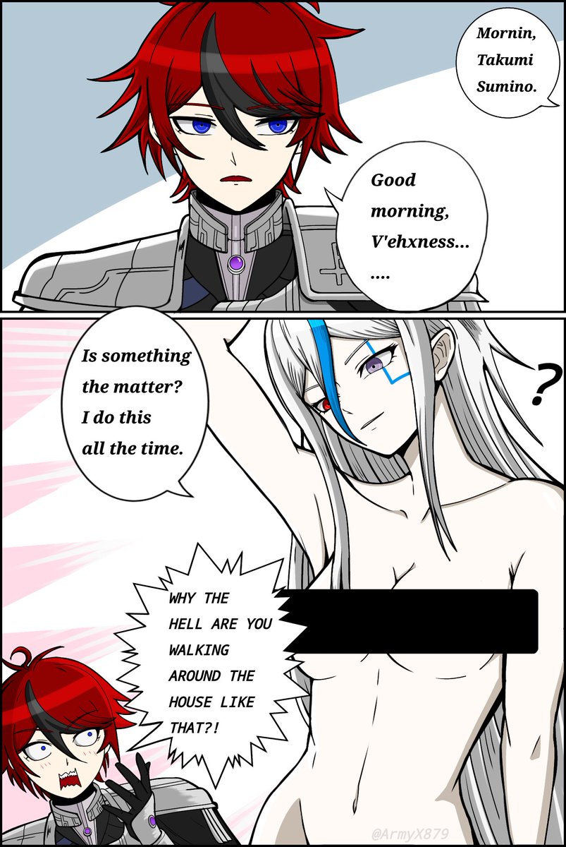 ArmyX879's tweet image. 同居
I assume V'ehxness does this since she got naked right in front of Takumi like it's nothing. She probably just doesn't care💀
#最終防衛学園 #hundred_line #ハンドラ美術部 #ハンドラ #澄野拓海
#ヴェシネス #ヴェシ拓