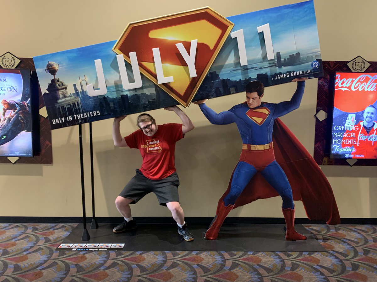 Drissi Advertising (@drissiadv) on Twitter photo Superman needs your help with lifting our latest photo-op standee, in theaters now, for the new film releasing on July 11. Once you both have it in place, please treat the Man of Steel to some popcorn and an ICEE. <a href="/Superman/">Superman</a> #Supermanmovie <a href="/JamesGunn/">James Gunn</a> #standee <a href="/warnerbros/">Warner Bros.</a> Superman needs your help with lifting our latest photo-op standee, in theaters now, for the new film releasing on July 11. Once you both have it in place, please treat the Man of Steel to some popcorn and an ICEE. <a href="/Superman/">Superman</a> #Supermanmovie <a href="/JamesGunn/">James Gunn</a> #standee <a href="/warnerbros/">Warner Bros.</a>