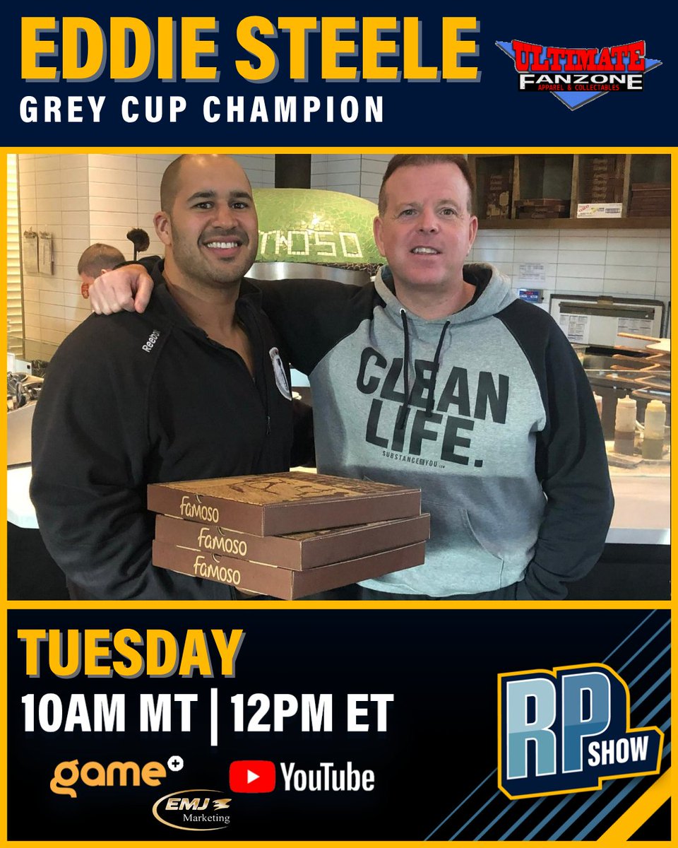 The Rod Pedersen Show (@rodpedersenshow) on Twitter photo Today Grey Cup Champion <a href="/Eddie_Steele97/">Eddie Steele</a> joins us on the show. Tune in on the Game+ Network and at loom.ly/lo-psTc.
rodpedersen.com
#rpshow #sportstalk #sports #howboutthat #nfl #nhl #cfl #mlb <a href="/ufzmoosejaw/">Ultimate Fanzone</a> Today Grey Cup Champion <a href="/Eddie_Steele97/">Eddie Steele</a> joins us on the show. Tune in on the Game+ Network and at loom.ly/lo-psTc.
rodpedersen.com
#rpshow #sportstalk #sports #howboutthat #nfl #nhl #cfl #mlb <a href="/ufzmoosejaw/">Ultimate Fanzone</a>