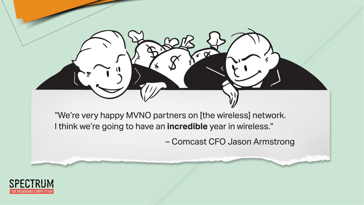 Spectrum4BBComp's tweet image. ICYMI: Cableopolists’ MVNO agreements with wireless providers allow them to piggyback on 5G networks –operating on licensed spectrum – without paying for the spectrum or infrastructure.

Yet they’re STILL trying to block access to the licensed spectrum needed for those same…
