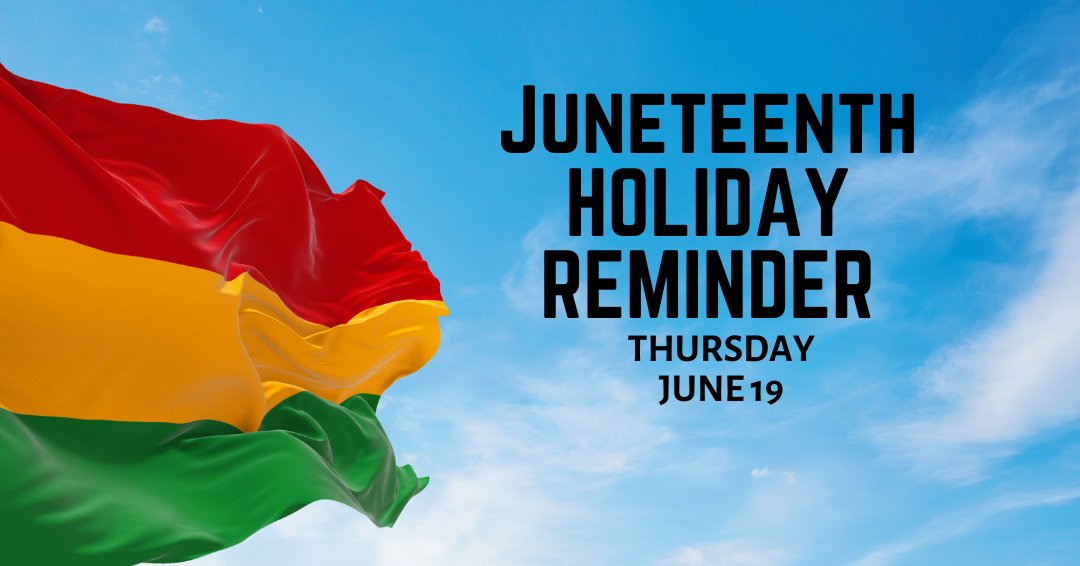 UC Blue Ash College will be closed on Thursday, June 19 in observance of Juneteenth.

We encourage our campus community to take this time to reflect on the significance of this day in American history.

Classes and regular operations will resume on Friday, June 20.