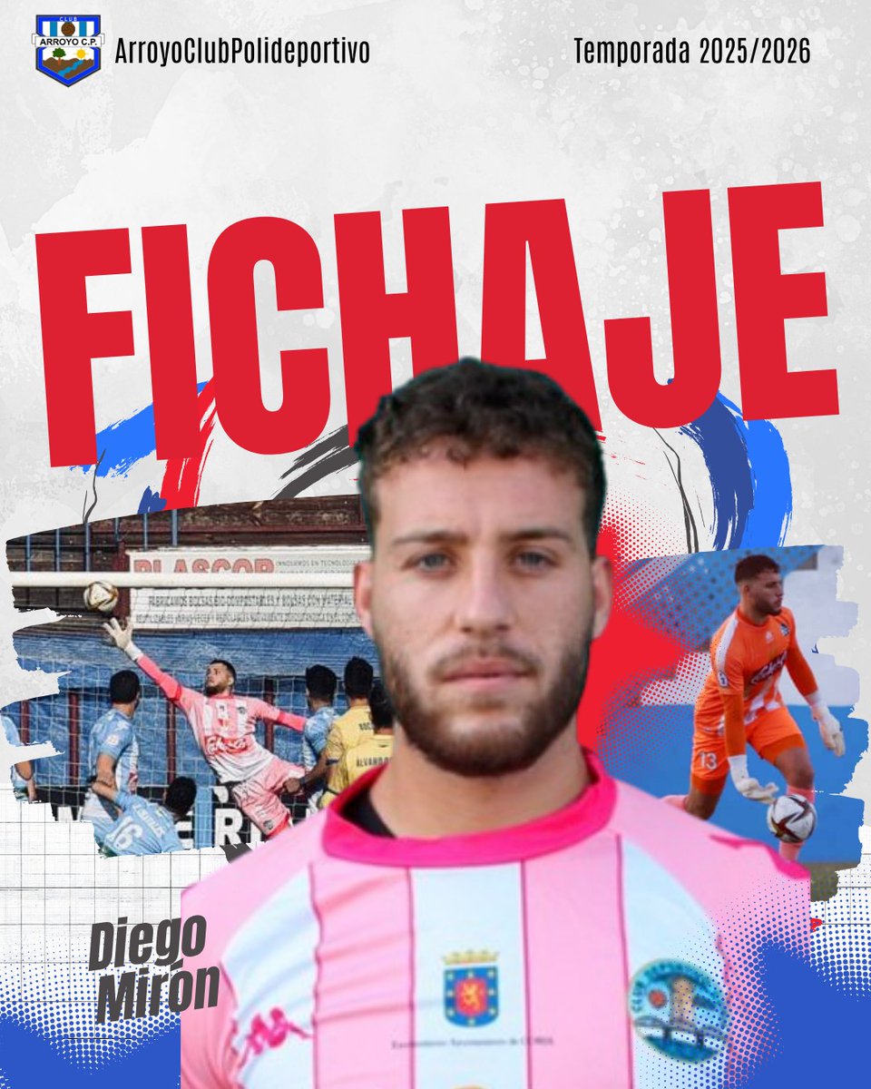 💢 𝗢𝗙𝗜𝗖𝗜𝗔𝗟 💢
🔁 FICHAJE

Diego Mirón se une al Arroyo CP.
Llega del CF Trujillo, con experiencia en 2ªRFEF tras pasar por el CD Coria, aportará seguridad, juventud y experiencia.
🧤 Defendió nuestra portería en juvenil en Liga Nacional.
¡Bienvenido, Diego!

#VamosArroyito