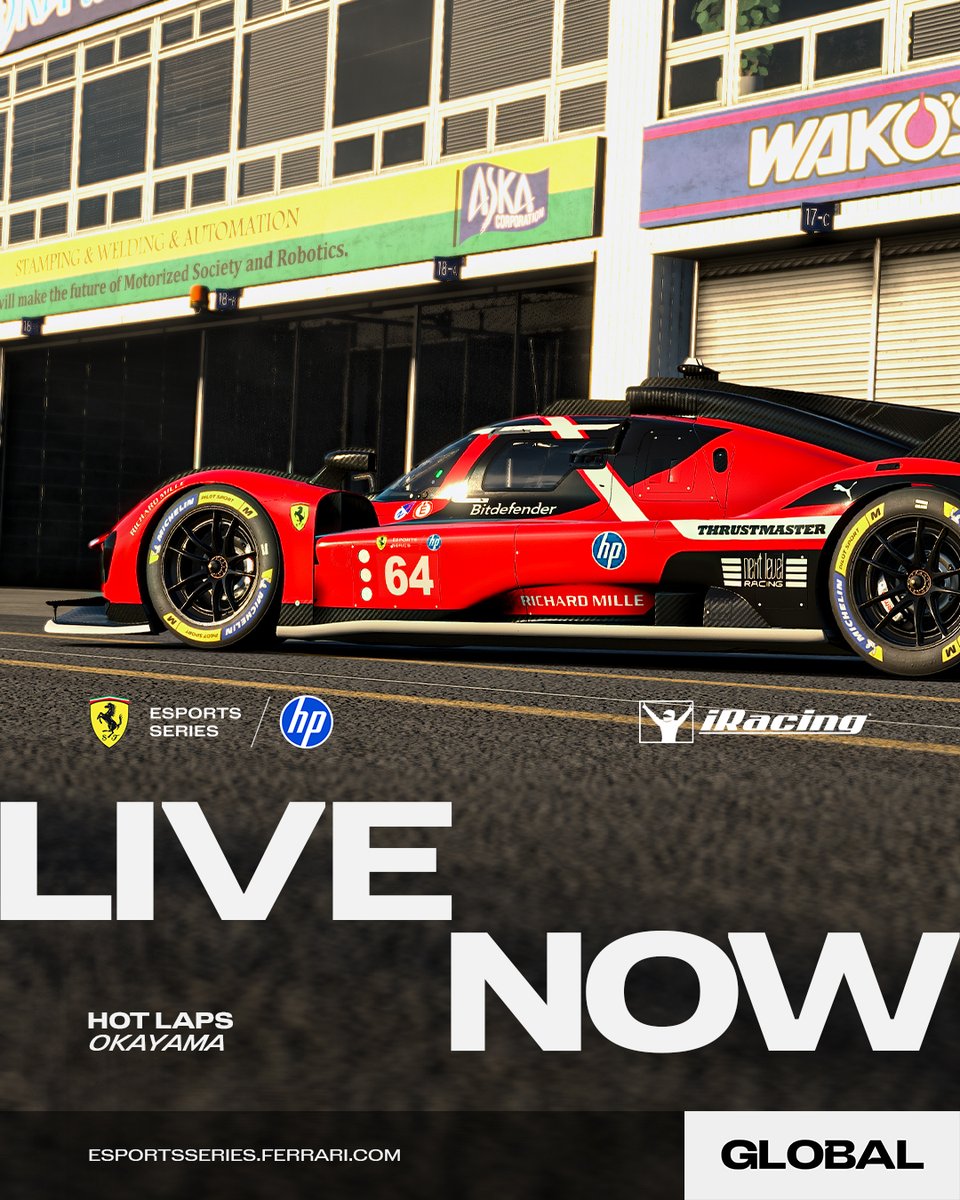 It’s time! iRacing Hot Laps at Okayama are OPEN! Set your laps now 😎

Are you signed up? 
➡️ bit.ly/3Sbnfrj

#FerrariEsports #FerrariEsportsSeries