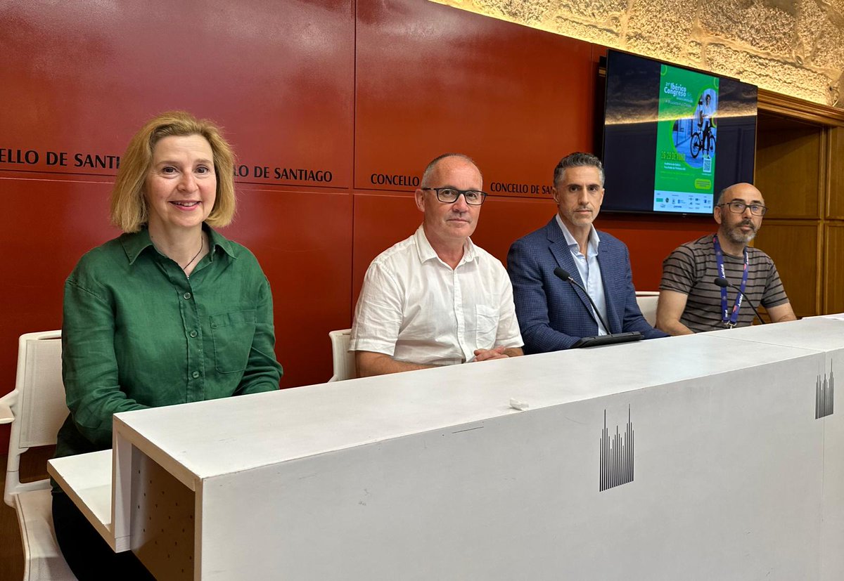 Concello de Santiago (@pazoderaxoi) on Twitter photo 🚴♀️Conta atrás para o 21º Congreso Ibérico da Bicicleta‼️
🚴♂️Santiago recibirá grandes expertos estatais e internacionais en moblidade ciclista
🗓️26-29 XUÑ
📌Auditorio de Galicia e Facultade de Filoloxía
🔗i.gal/w1zbD 🚴♀️Conta atrás para o 21º Congreso Ibérico da Bicicleta‼️
🚴♂️Santiago recibirá grandes expertos estatais e internacionais en moblidade ciclista
🗓️26-29 XUÑ
📌Auditorio de Galicia e Facultade de Filoloxía
🔗i.gal/w1zbD