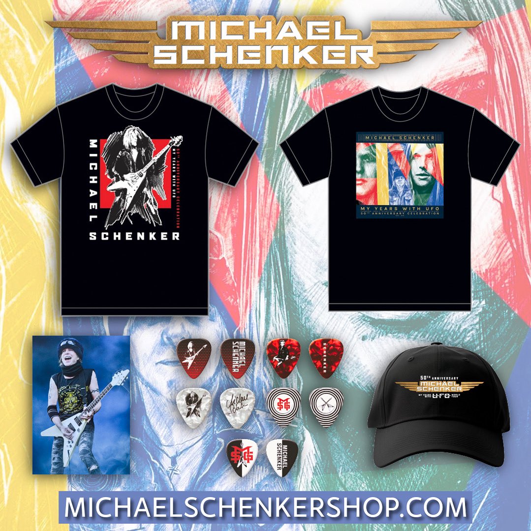 The Official Michael Schenker Online Store!
michaelschenkershop.com
- T-Shirts with ‘My Years with UFO’ and classic 70s Schenker design.
- Limited Edition Plectrum Set 
- Signed Photo Cards 
- My Years with UFO’ Cap
- Worldwide Shipping!
Limited stock available – don’t miss out!
