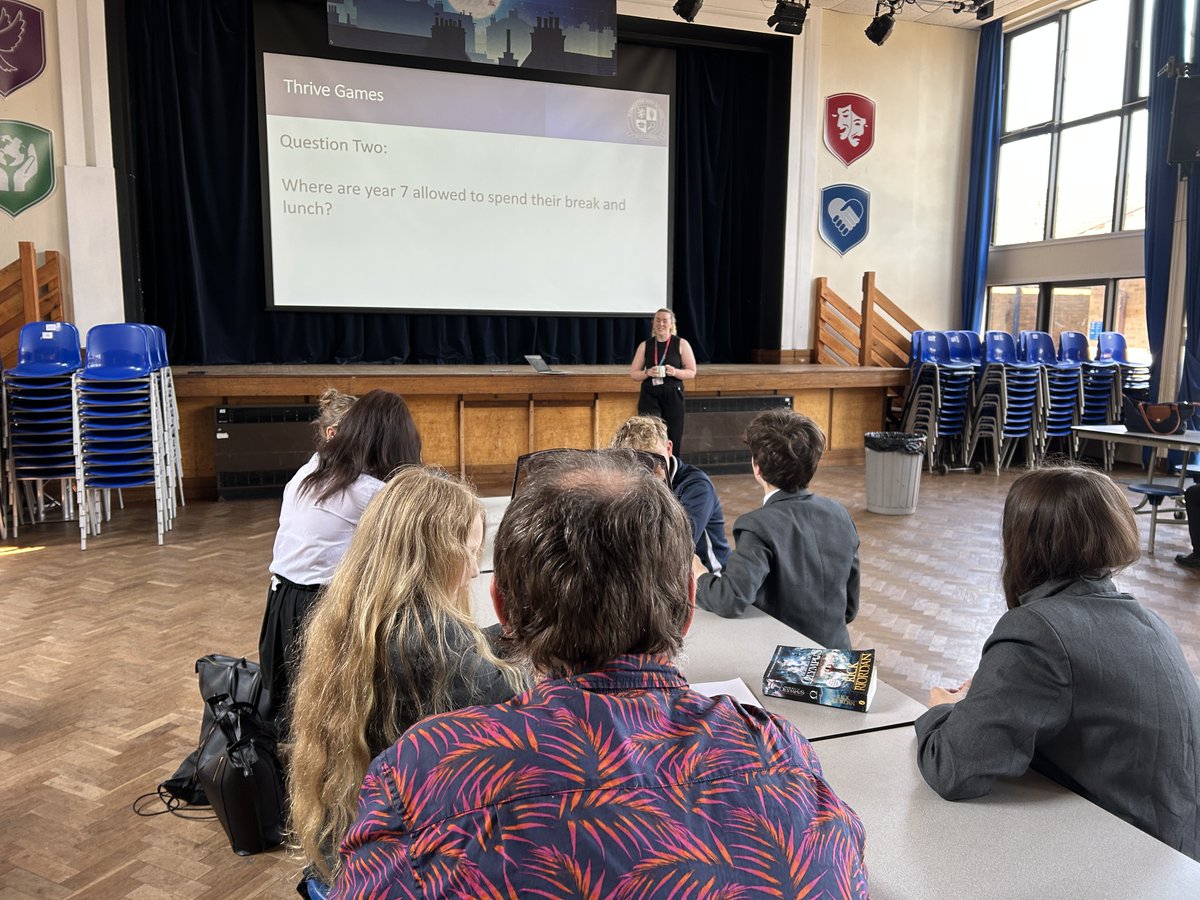 Our 2025 Thrive Games are underway and House teams are using all their knowledge of our school, values, routines and more to answer a host of questions from Miss McAleavy. 
If they get all the answers correct, they'll be able to find the secret password that leads to the prize!