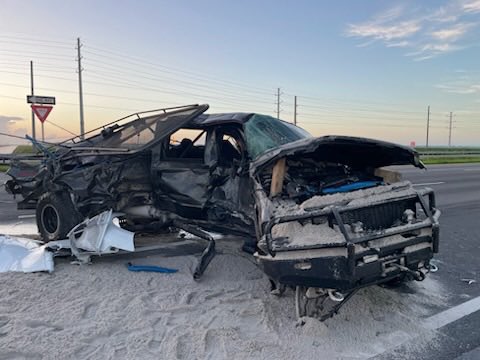 Crash on US27 near CR827 at about 6:30 am. Roadway shut down. Dump Truck vs pickup. Extrication for 2 people. TraumaHawk is transporting both patients.  Consider alternate routes.