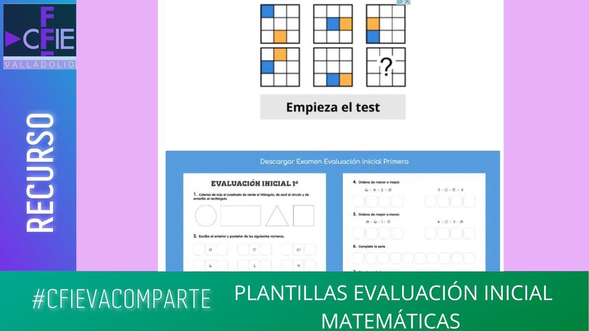 ⁉️ Sabes el nivel que tienen tus alumnos en Matemáticas 🧮➗

▶️Descúbrelo con estas 🗂️ fichas de evaluación inicial para infantil, primaria o secundaria

acortar.link/0EkBhZ

# CFIEVaComparte #InnovaCyl #FormacionCyl