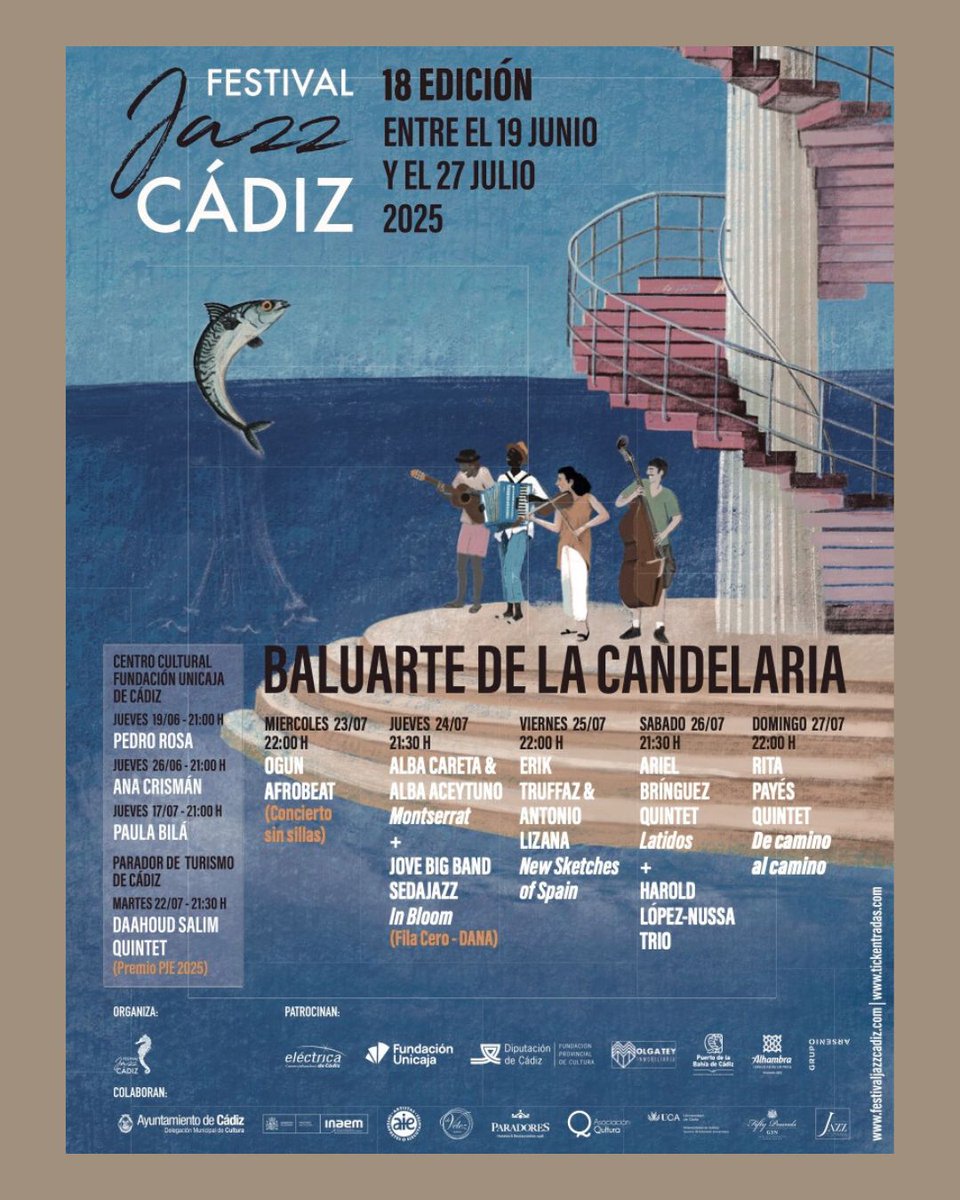 Cámara Oscura (@torre_tavira) on Twitter photo ¡Planazo! Ya está aquí la 18 edición del <a href="/FestJazzCadiz/">FestivalJazzCádiz</a> que empieza este jueves 19 de junio🎷 Por aquí os dejamos la maravilla de cartel de este año, ¡no os lo perdáis!👏🏼👀 ¡Planazo! Ya está aquí la 18 edición del <a href="/FestJazzCadiz/">FestivalJazzCádiz</a> que empieza este jueves 19 de junio🎷 Por aquí os dejamos la maravilla de cartel de este año, ¡no os lo perdáis!👏🏼👀