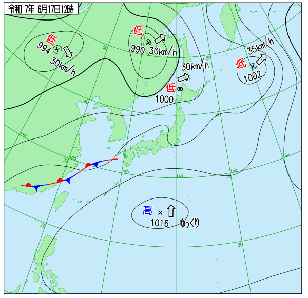 rivhiro's tweet photo. 天気図から消えていった梅雨前線

週末からの週明けに日本海で復活しそうだけど、そのあとまた太平洋高気圧が強まって消えそうな予想 https://t.co/Km2MWY1LgI