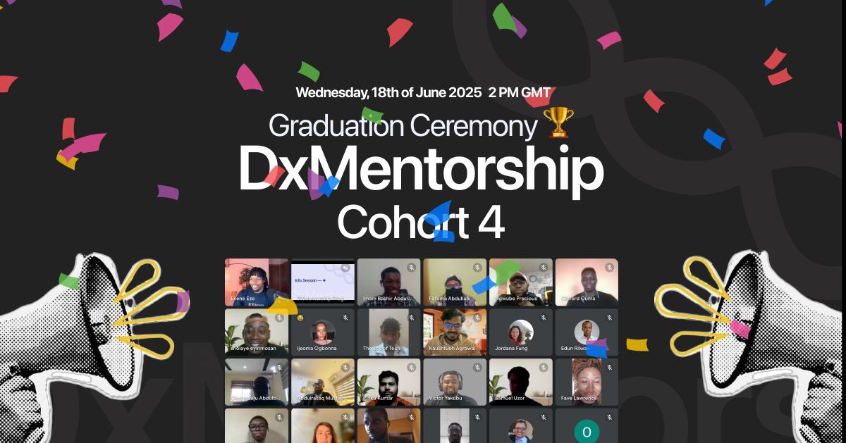 dxmentorship's tweet photo. 🚨 It’s Graduation Week!

We’re wrapping up DxMentorship Cohort 4 with our Graduation Ceremony this Wednesday, June 18th at 2PM GMT / 3PM WAT — open to everyone! 🎉

Let’s finish strong!
#DxMentorship #GraduationWeek https://t.co/7gEFSmyZUh