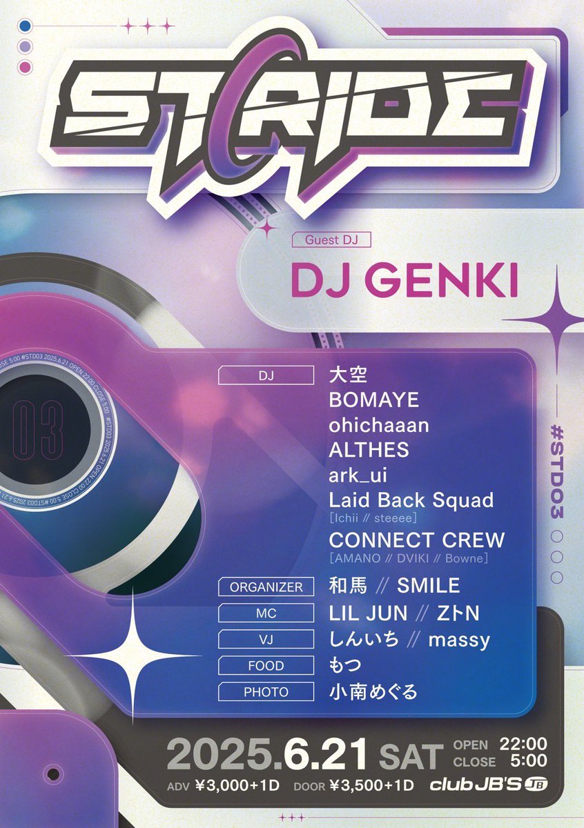ryusmile_dj's tweet photo. 🔥今週土曜日開催です🔥

⚡️STRIDE Vol.3⚡️
🗓️6/21(土) 22:00 〜5:00
📍club JB'S

🎧Special Guest DJ🎧
@genkianamei 

今週土曜に迫ってます🔥
主催の"STRIDE"第3回です！
最高のpartyにします👍

沢山のご来場お待ちしております🙌

ゲスト申請はこちら💁
https://t.co/di5PvhROHT

#STD03 https://t.co/3OEiMTZPo1