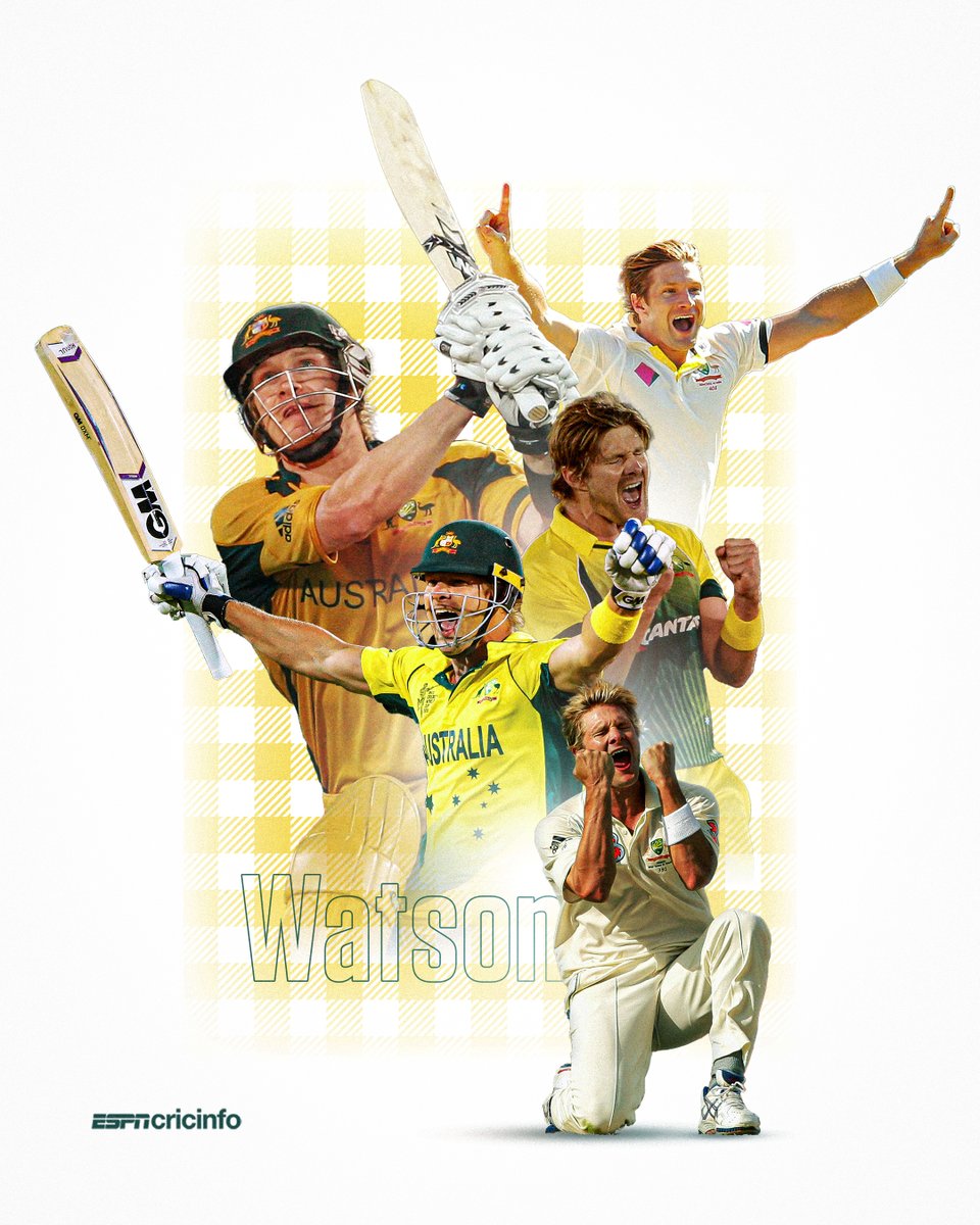 cricinfo's tweet photo. 10,950 runs. 291 wickets. One of Australia’s finest all-format players and a genuine match-winner with both bat and ball 💥 

Happy 44th birthday to Shane Watson! 🎂 https://t.co/7UBctLB3m2