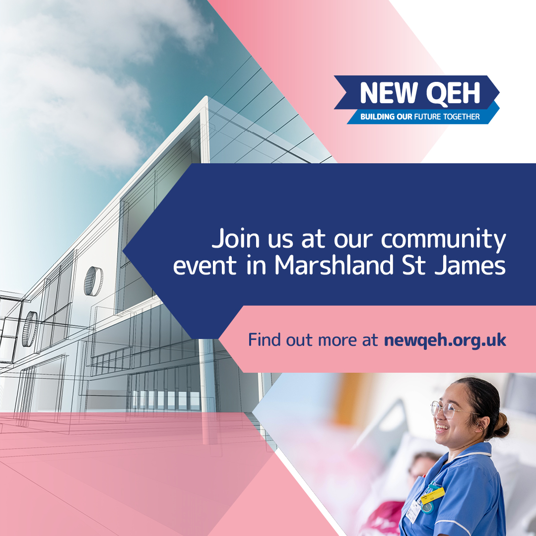 It’s your last chance to register for tomorrow’s New QEH public showcase taking place in Marshland St James.

🗓️ Wednesday 16 July
🕕 6 to 7.30pm
📍 Marshland St James Village Hall

Register for this day or check out more dates and venues here: newqeh.org.uk/get-involved/n…
