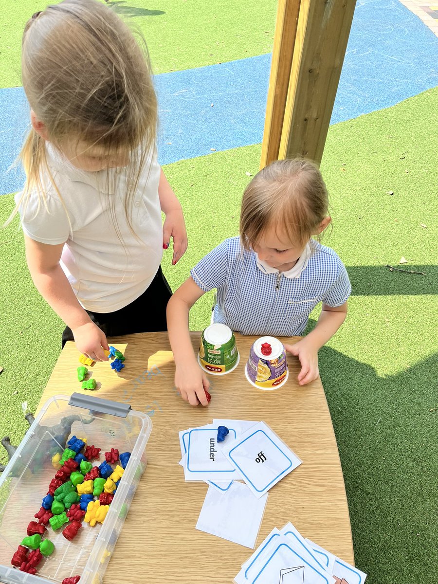 In F2 this week we are looking at positional language. The children have continue their learning outside by moving the bear! 🧸