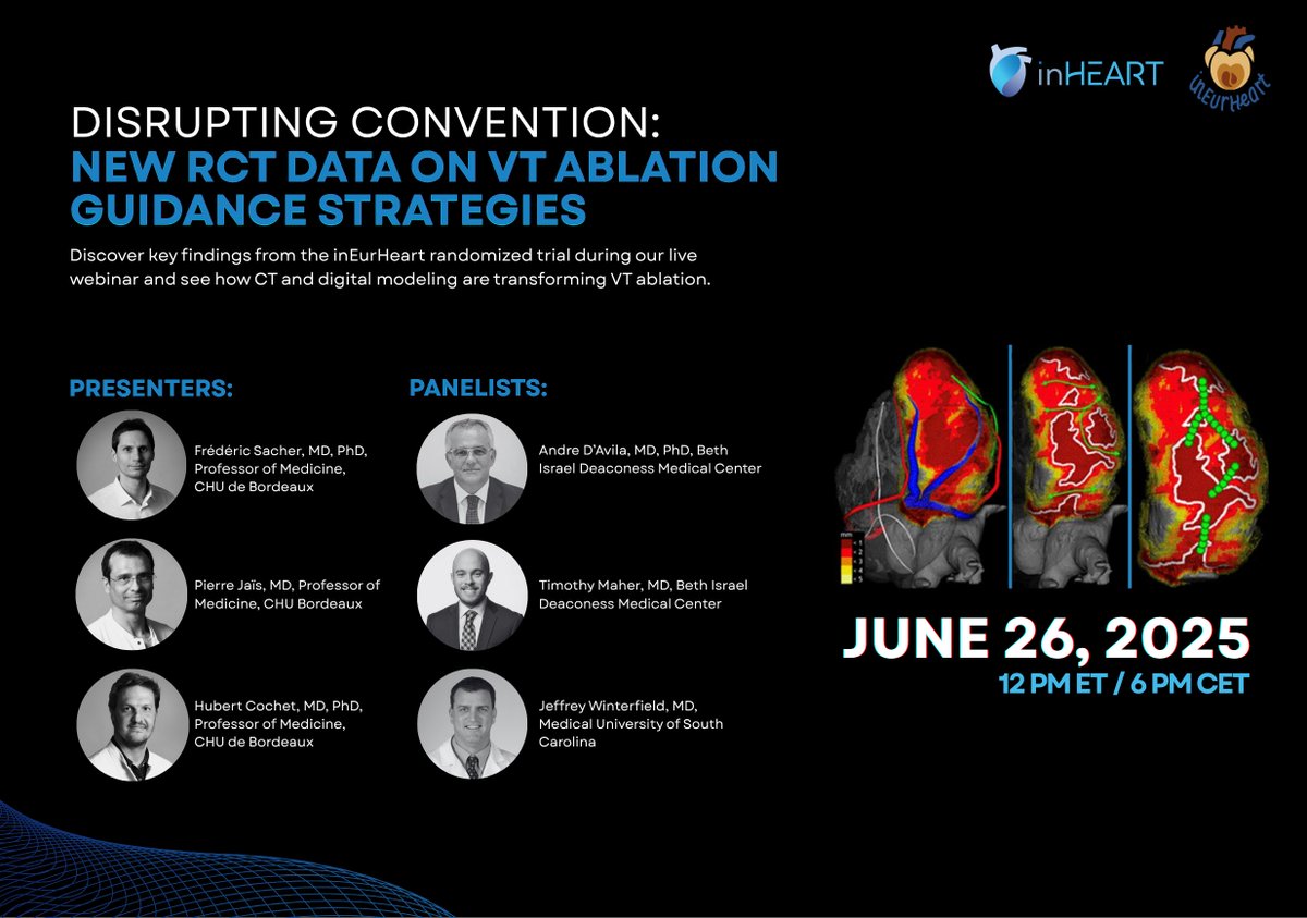 inHEART (@inheartmedical) on Twitter photo #inHEART comes back on June 26 with a new online #webinar that will explore how advanced image integration is helping reduce both procedure time and #VT recurrence! Get a closer look at real-world VT case studies that highlight the practical impact of these strategies and join a #inHEART comes back on June 26 with a new online #webinar that will explore how advanced image integration is helping reduce both procedure time and #VT recurrence! Get a closer look at real-world VT case studies that highlight the practical impact of these strategies and join a