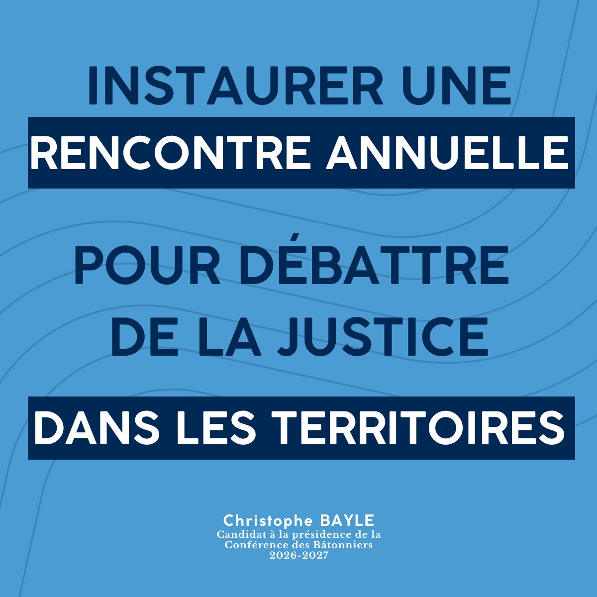 📅 Je propose d'instaurer une rencontre annuelle entre bâtonniers et maires, appuyée par les conférences régionales, pour dresser un état des lieux de la justice locale, alerter les décideurs et rappeler que justice et territoires vont de pair.
👉 christophebayle.fr