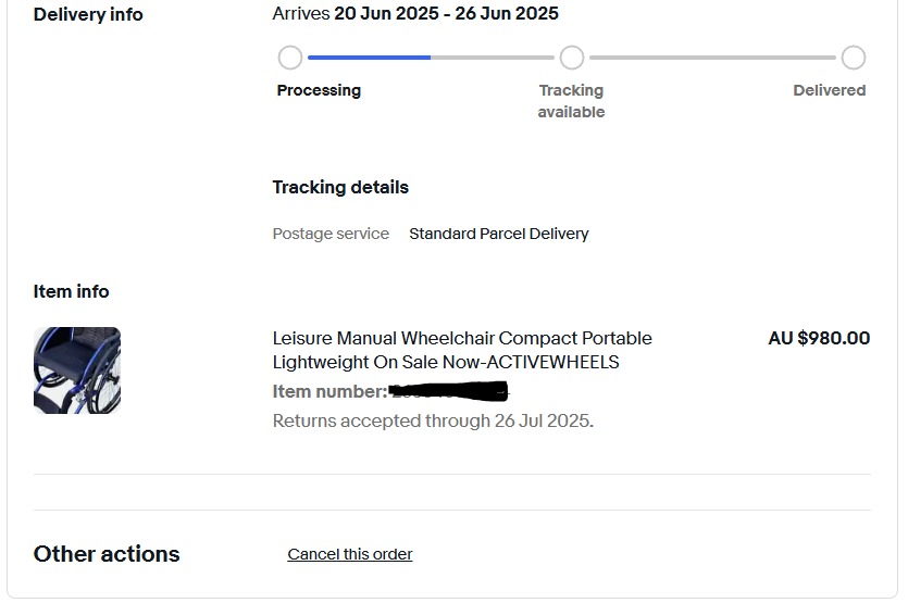 Thank you. Thank you everyone. We have hit the target. The chair is order and will be here maybe Friday, more likely next week. I can't believe this happened so quickly. Thank you for gifting me my independence back. Thank you for everything ❤️