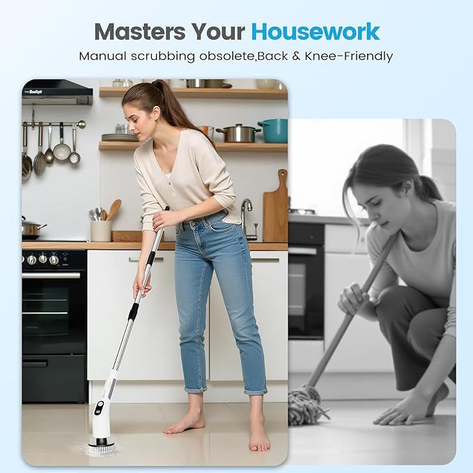 Rafunio2's tweet image. ✨ Dites adieu à la corvée du ménage !
La brosse électrique Cusopeh 8 en 1 nettoie tout sans effort :
🧼 Carrelage, joints, évier, baignoire, voiture...
💥 2 vitesses, manche télescopique
🔋 90 min d’autonomie, sans fil
🌪️ Appuyez, laissez tourner
👉 amzn.to/3SRmh43