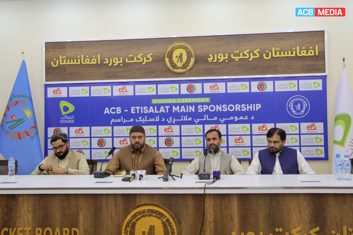 Afghanistan Cricket Board (@acbofficials) on Twitter photo 🚨 ANNOUNCEMENT 🚨
The Afghanistan Cricket Board has extended its partnership with Etisalat Afghanistan for 2025. <a href="/EtisalatAf/">Etisalat Afghanistan</a> will continue as the main sponsor for Afghanistan’s international and domestic events.
Read More: t.ly/un3au 🚨 ANNOUNCEMENT 🚨
The Afghanistan Cricket Board has extended its partnership with Etisalat Afghanistan for 2025. <a href="/EtisalatAf/">Etisalat Afghanistan</a> will continue as the main sponsor for Afghanistan’s international and domestic events.
Read More: t.ly/un3au