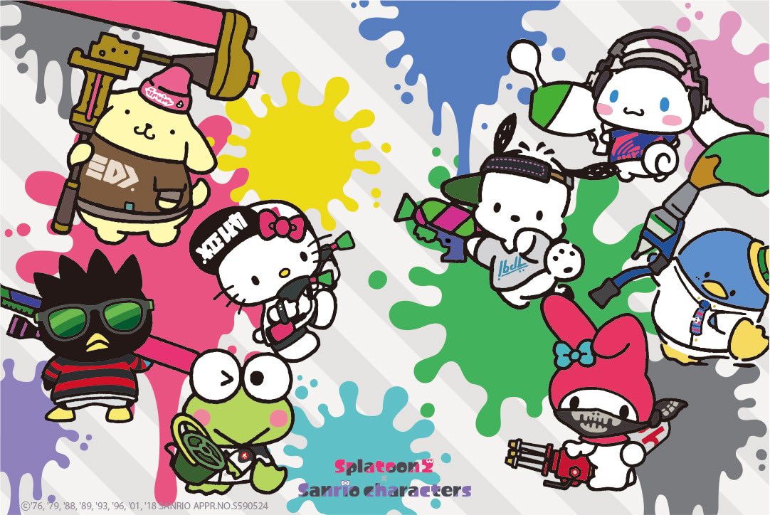 sanriodaily's tweet photo. sanrio x splatoon 💫 https://t.co/0IWkOvk7Ug
