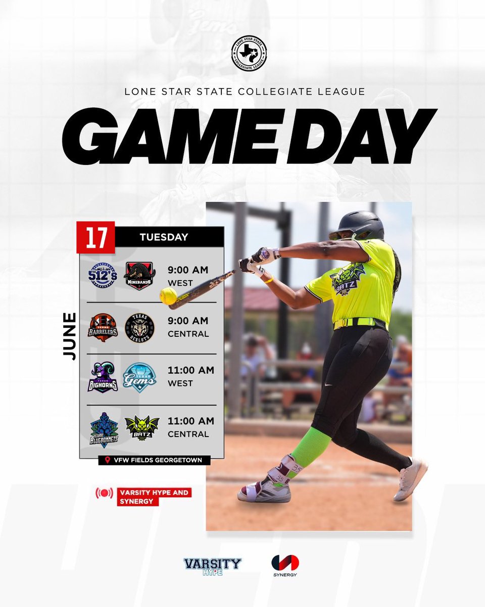 Today’s schedule. 

Watch in person &gt;&gt; VFW Park Georgetown, TX 
Watch online &gt;&gt; lsscl.sportschannel.media