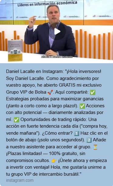 ALERTA DE FRAUDE. 

YO NO TENGO NINGÚN CLUB DE INVERSIONES EN REDES. SI OS LLEGA ESTO, DENUNCIADLO. YO NUNCA VENDO CURSOS NI ESTRATEGIAS DE INVERSIÓN POR REDES. NUNCA.

Ruego difusión.