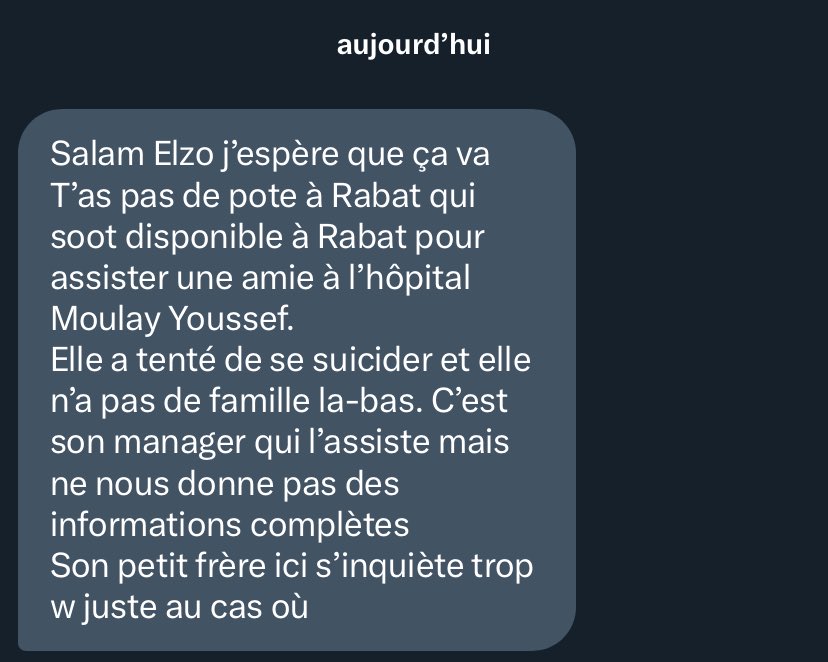 Aux sénégalais, sénégalaises au Maroc …

y’a une compatriote qui est actuellement à l’hôpital Moulay Youssef et qui aurait besoin de votre assistance. Toute aide serait la bienvenue. Pour quelconque information veuillez m’envoyer un message en DM s’il vous plaît 🙏🏾