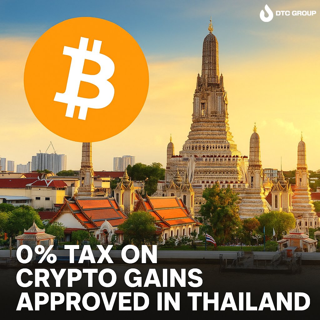 DTCGroup_'s tweet image. 🚨 BREAKING: Thailand Approves 0% Tax on Crypto Gains to Become a Global Digital Asset Hub 🇹🇭

Big news! The Thai Cabinet has officially approved new tax measures proposed by the Ministry of Finance to position Thailand as a global leader in digital assets.

🗓️ From January 1,…