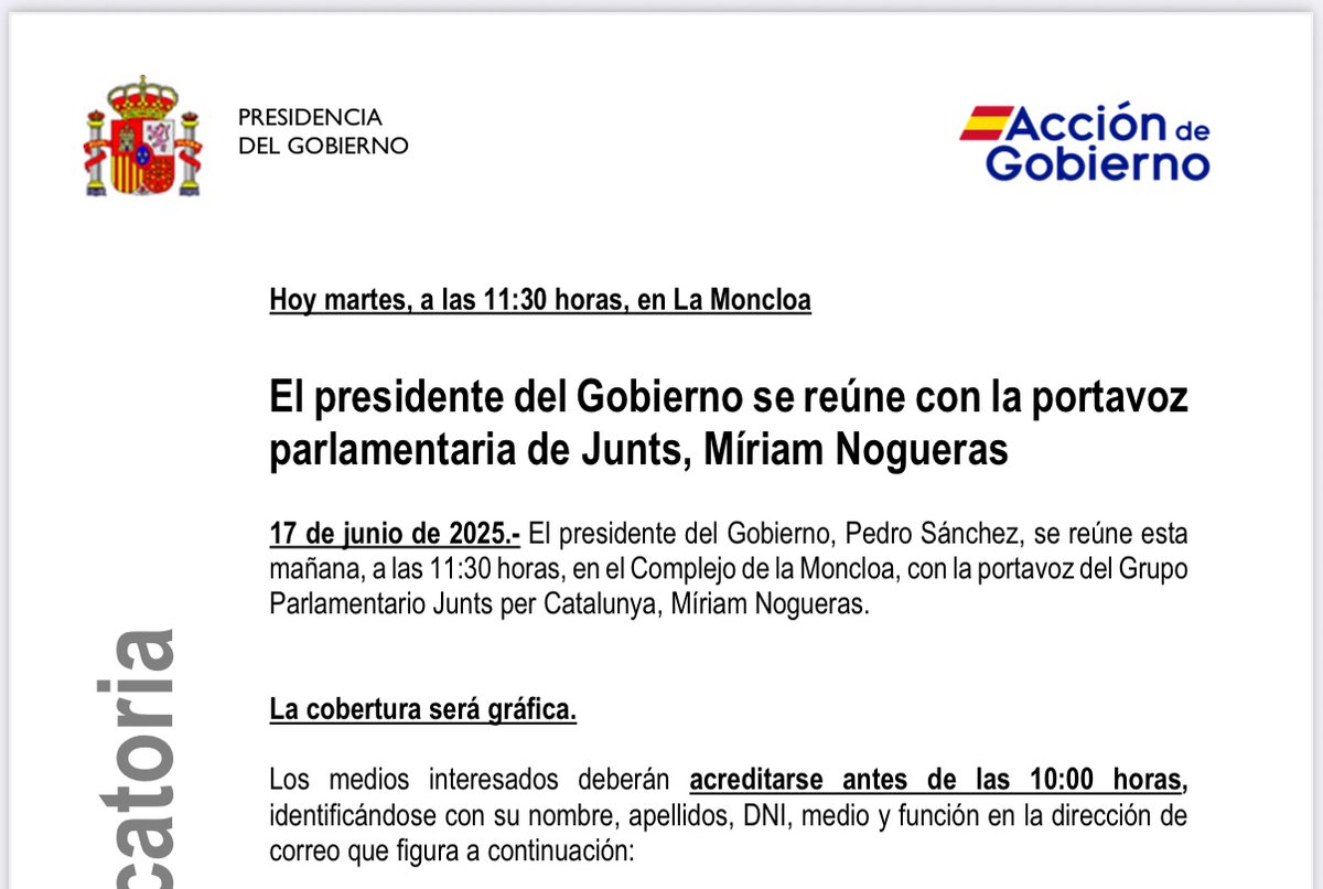 Esto que les cuento aquí. Moncloa ocultó la presencia de Turull en la reunión con “los portavoces parlamentarios”