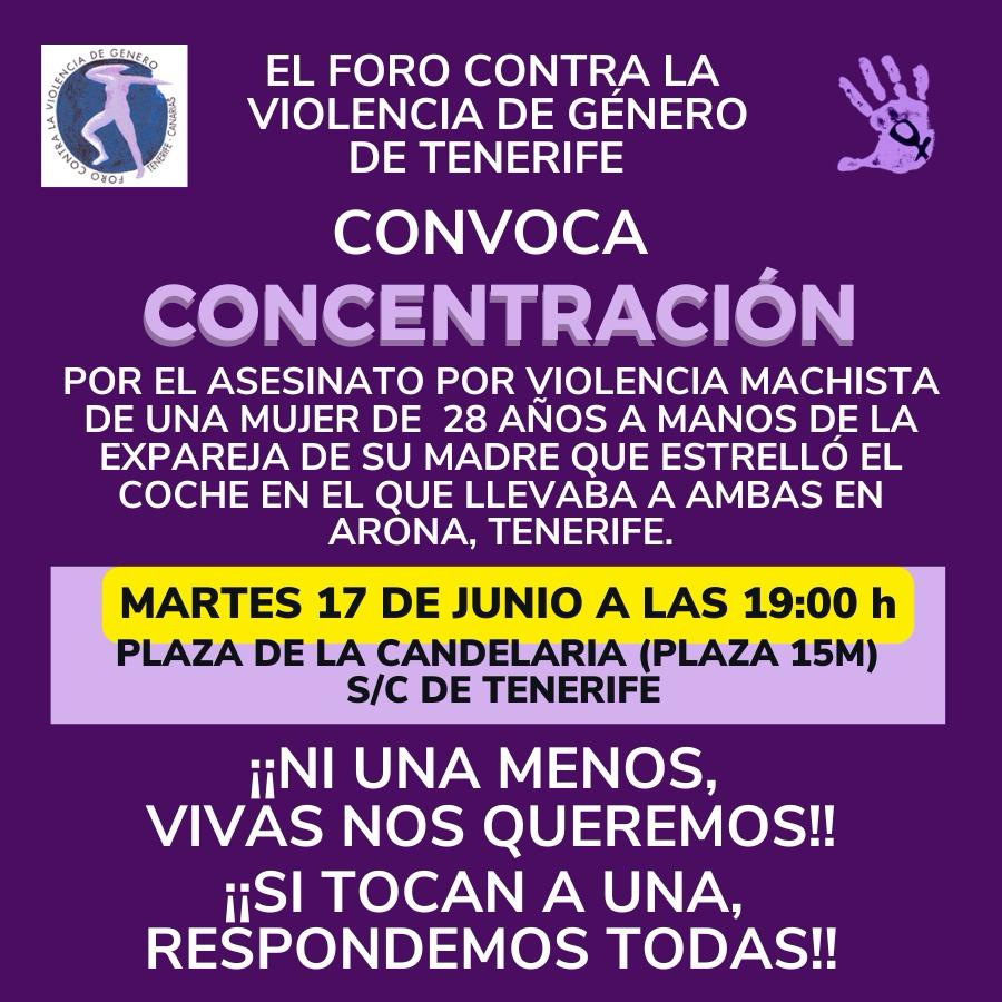 AnticapiCanaria's tweet image. Concentración para denunciar otro asesinato machista
📆Martes 17 de junio, a las 7 de la tarde.
👉 Plaza la Candelaria en S/C de Tenerife.
Convoca: Foro Contra la Violencia de Género de Tenerife
¡¡Si tocan a una respondemos todas!!
¡¡Ninguna agresión sin respuesta!!
💜💜💜