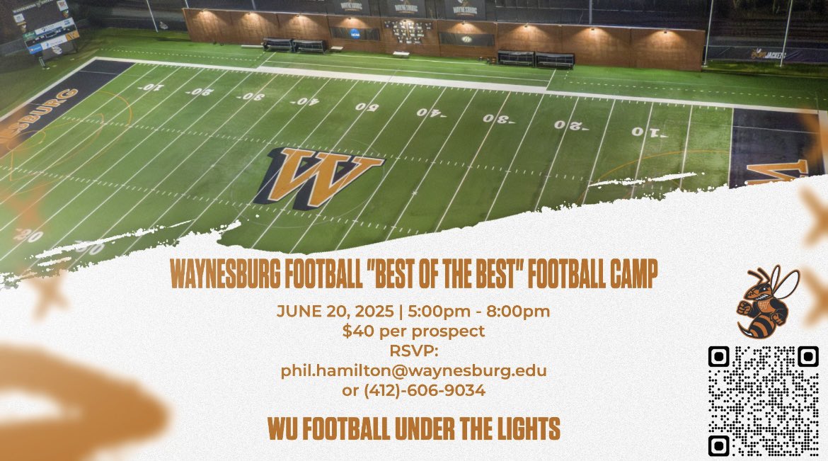 Dr. Cornelius Coleman (@coachcolemanhc) on Twitter photo THREE DAYS TILL CAMMMMMPP 🧡🖤
Calling all Prospects in the Allegheny, Washington, Westmoreland, Greene and Fayette Counties…..
Come Camp with us Under the Lights!!!!
<a href="/WPIAL_Insider/">WPIAL Insider</a>
<a href="/wpialsportsnews/">WPIAL Sportsmen</a>
<a href="/210ths/">2Tenths Speed & Agility</a>
<a href="/Waynesburg_FTBL/">Waynesburg Football</a>
<a href="/CoachPHamilton/">Coach Phil</a>
#OneRepAtATime THREE DAYS TILL CAMMMMMPP 🧡🖤
Calling all Prospects in the Allegheny, Washington, Westmoreland, Greene and Fayette Counties…..
Come Camp with us Under the Lights!!!!
<a href="/WPIAL_Insider/">WPIAL Insider</a>
<a href="/wpialsportsnews/">WPIAL Sportsmen</a>
<a href="/210ths/">2Tenths Speed & Agility</a>
<a href="/Waynesburg_FTBL/">Waynesburg Football</a>
<a href="/CoachPHamilton/">Coach Phil</a>
#OneRepAtATime