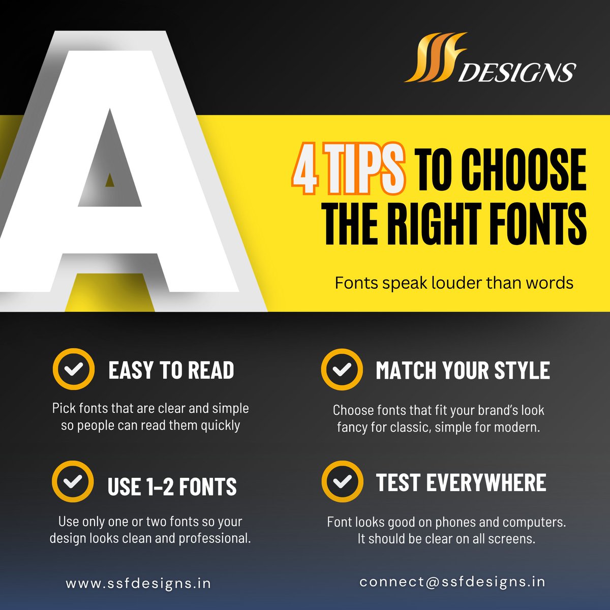 SSFDesignsX's tweet photo. Typography isn't just design—it's communication.
The right font boosts readability, brand trust, and user experience.
One small change = a big impact.
visit: https://t.co/qYbACvrQQS
#Typography #DesignTips #UXDesign #BrandIdentity #GraphicDesign #WebDesign #CreativeAgency https://t.co/DhMGJyOKkz