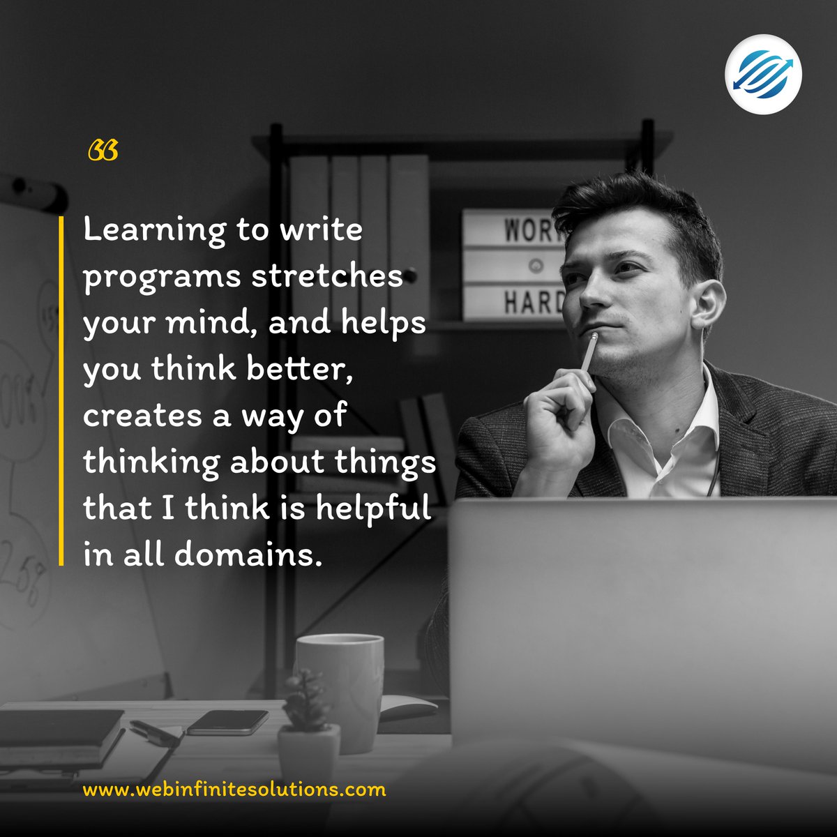 WebInfiSol's tweet image. 💡 "Programming isn’t just about code — it’s about sharpening your mind to think logically, creatively, and critically."
Start your coding journey today and unlock new ways of thinking!
#Programming #CodingLife #ThinkLikeAProgrammer #TechMindset #WebInfiniteSolutions