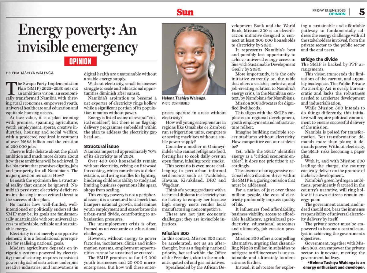 Check out my latest article: Why EnergyPoverty is Namibia’s invisible and hidden emergency linkedin.com/pulse/why-ener… via <a href="/LinkedIn/">LinkedIn</a>