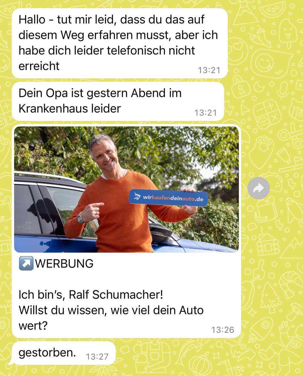 ich freue mich auf WhatsApp mit Werbung