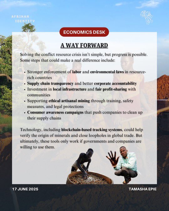 AfrikanIdentity's tweet image. Understanding these challenges is the first step toward real change. ⛏️🌍🌐

#BloodDiamonds #ResourceExploitation #ConflictResources #EthicalMining #ResourceJustice #SupplyChainTransparency #AfrikanResources