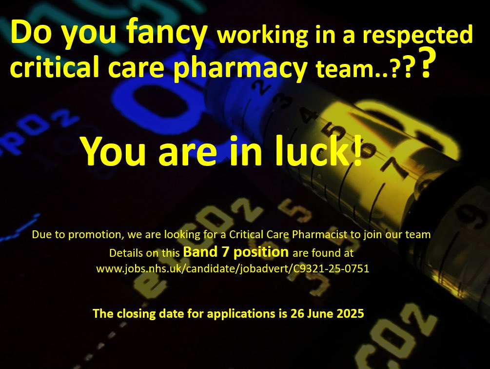 Looking for help…!

#CriticalCarePharmacist
#Oxford 

 jobs.nhs.uk/candidate/joba…