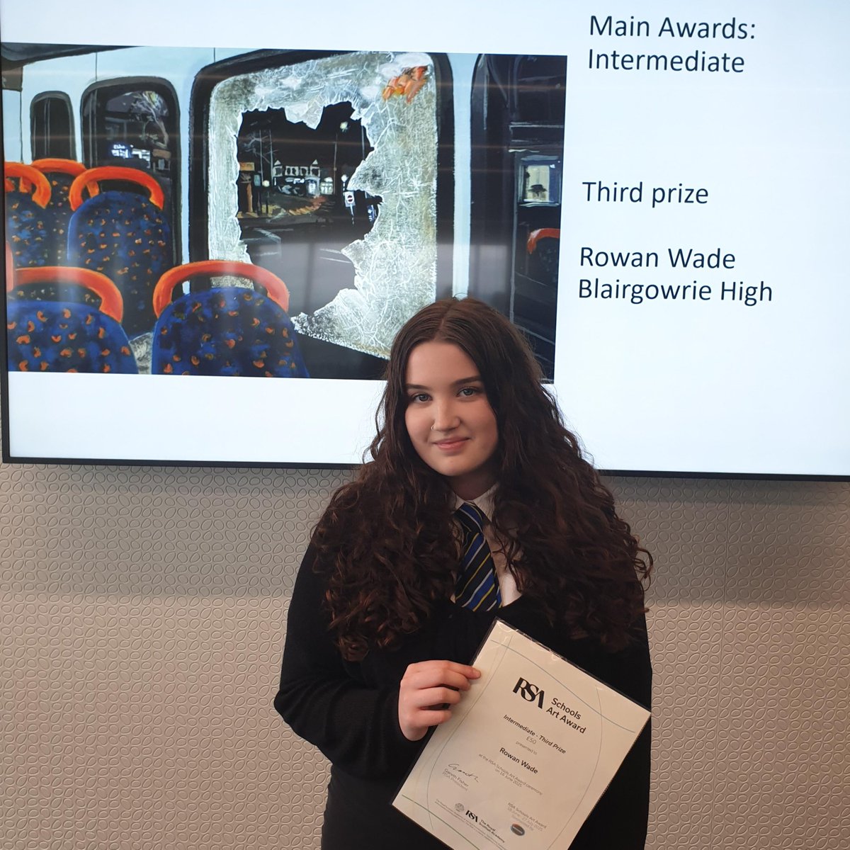 Blairgowrie HS Art (@blairgowrieart) on Twitter photo Congratulations again to S5 pupil Rowan Wade who spent yesterday afternoon in Edinburgh receiving her RSA school Art prize. A prestigious award 3rd prize winner in over 1000 entries across Scotland. Thanks again  to #RSA for supporting young people in their creative journeys. Congratulations again to S5 pupil Rowan Wade who spent yesterday afternoon in Edinburgh receiving her RSA school Art prize. A prestigious award 3rd prize winner in over 1000 entries across Scotland. Thanks again  to #RSA for supporting young people in their creative journeys.