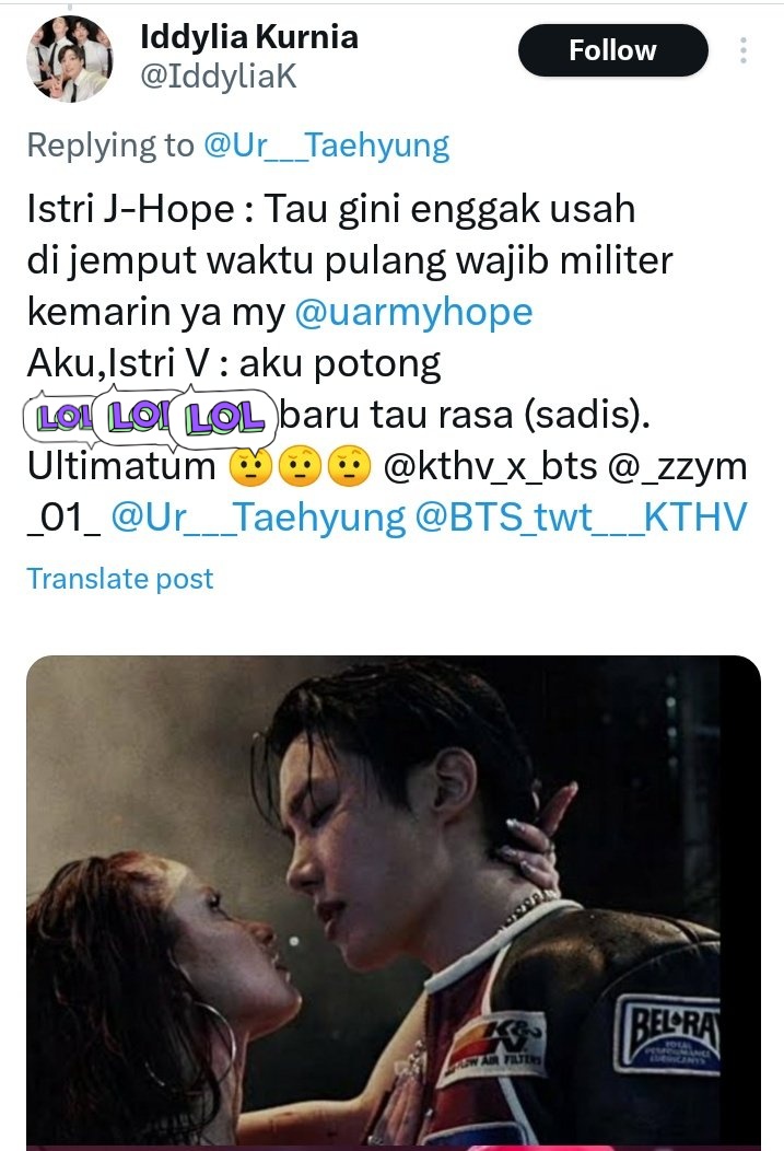 ‼️REPORT &amp; BLOCK ‼️

akun ini menggunakan kata tidak senonoh terhadap taehyung

❌ Berinteraksi di akunnya

x.com/IddyliaK?t=Xwn…