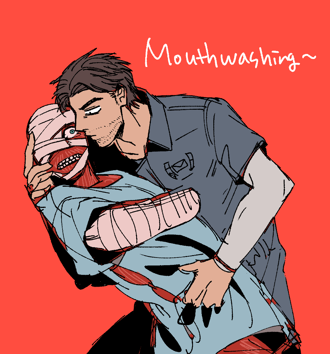 R_7H_'s tweet image. 리퀘로 그렸던 지미컬리 #mouthwashing