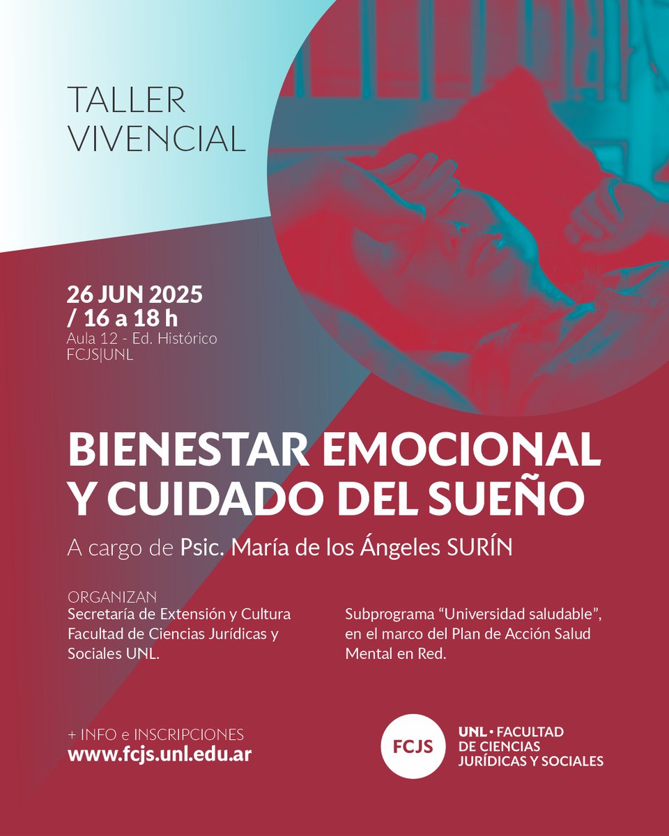 💆🏻‍♀️💆🏻‍♂️ Bienestar Universitario: Talleres sobre salud mental para estudiantes

💬 En el marco del Plan de Acción Salud Mental en Red de la UNL, el próximo jueves 26 de junio se realizará Taller Vivencial: Bienestar emocional y cuidado del sueño

ℹ fcjs.unl.edu.ar/ver-noticia/?n…