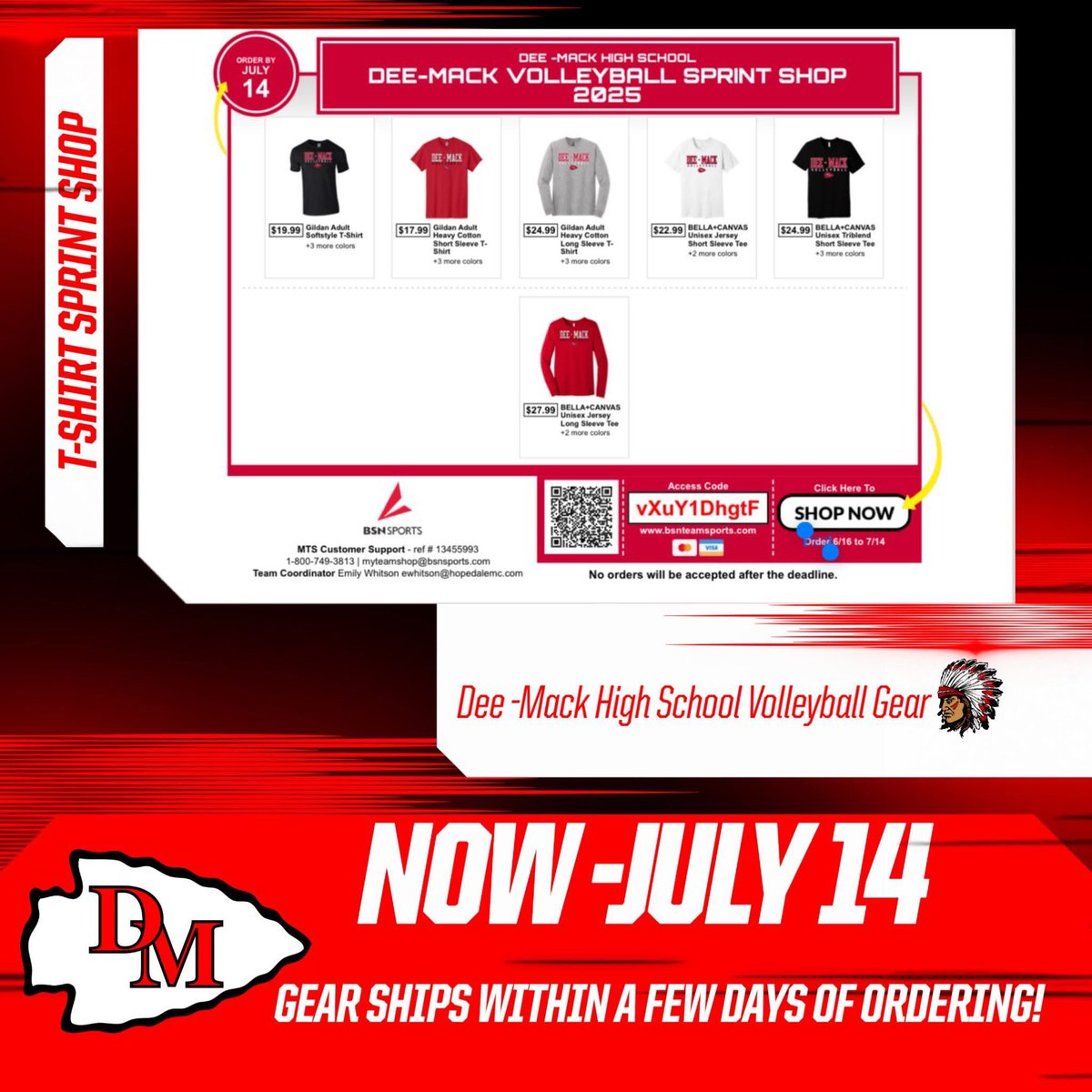 T-shirt only store open until July 14. Orders will ship to you within a few days!
bsnteamsports.com/shop/vXuY1DhgtF
❤🏐🖤