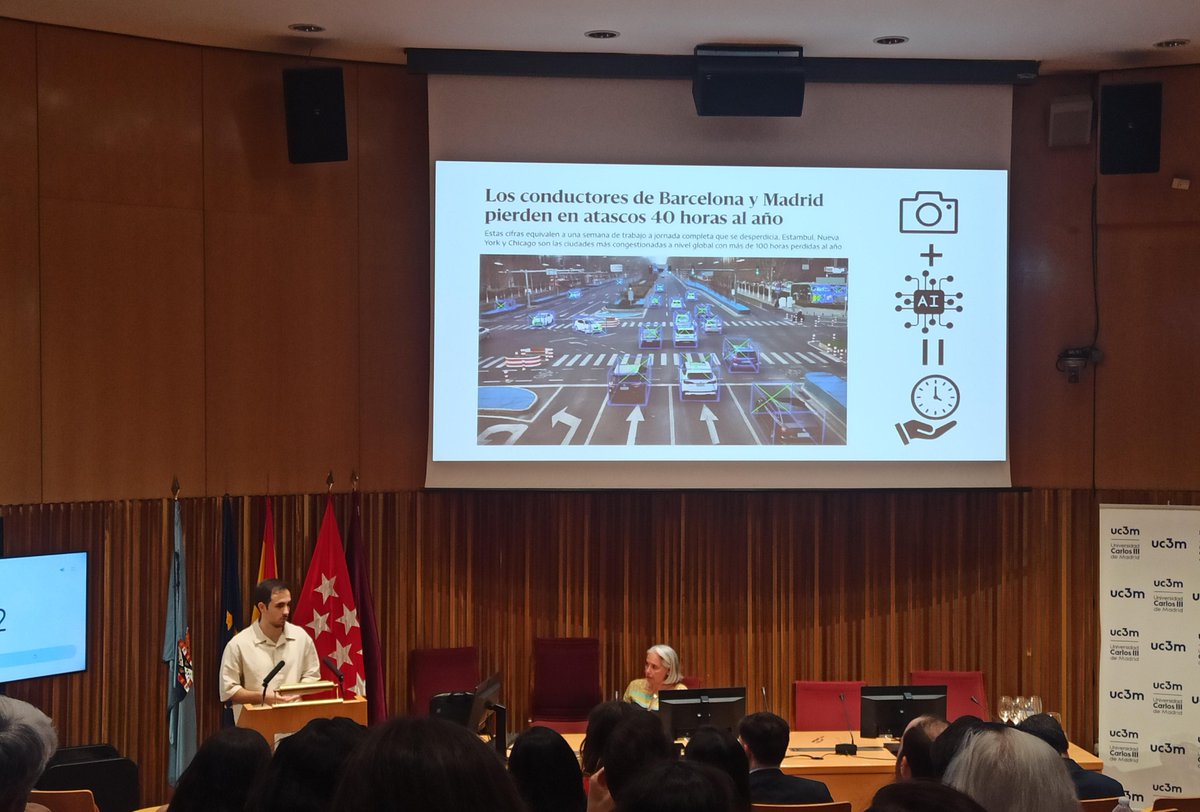 Our PhD student, Javier Borau, reached the final of the annual Thesis Talk 2025 competition at Universidad Carlos III de Madrid on June 16, where he presented his research, “Intelligent Infrastructures for More Efficient Mobility” in a concise four-minute talk. Congratulations!