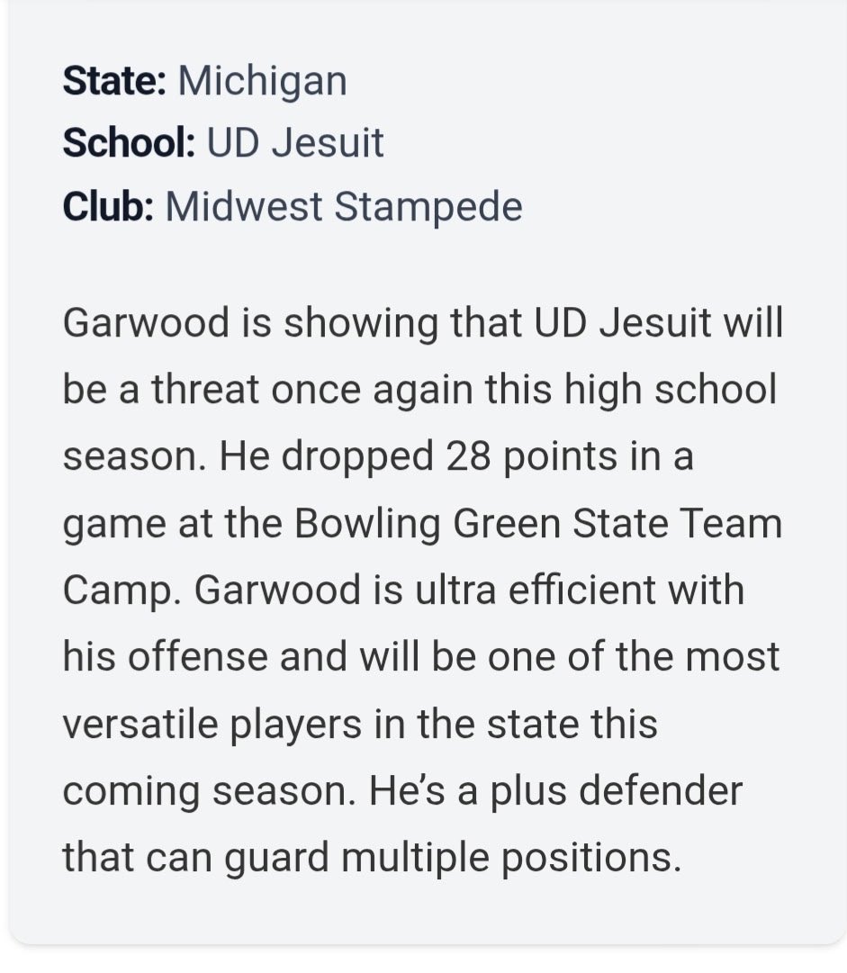 Jaden Garwood (@garwoodjaden) on Twitter photo Thank you <a href="/HankampScott/">Scott Hankamp</a> <a href="/PrepHoopsMI/">Prep Hoops Michigan</a> for including me in the “Sign of Things to Come” article after my performances at the Bowling Green State University Team Camp. Thank you <a href="/HankampScott/">Scott Hankamp</a> <a href="/PrepHoopsMI/">Prep Hoops Michigan</a> for including me in the “Sign of Things to Come” article after my performances at the Bowling Green State University Team Camp.