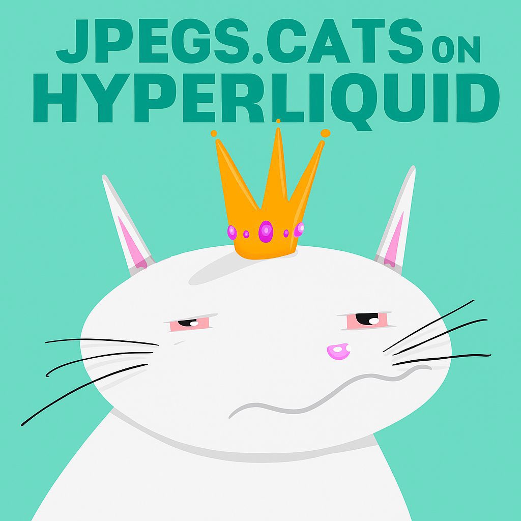 • Giving out a few whitelist spots.

Free mint. Supply &amp; Date is TBA.

— Want in?
• Follow <a href="/africanadao/">∆ | D ⨻</a> ~ <a href="/jpegsdotcats/">jpegs.cats</a>
• Like • Retweet • Drop EVM wallet

Hyperliquid.