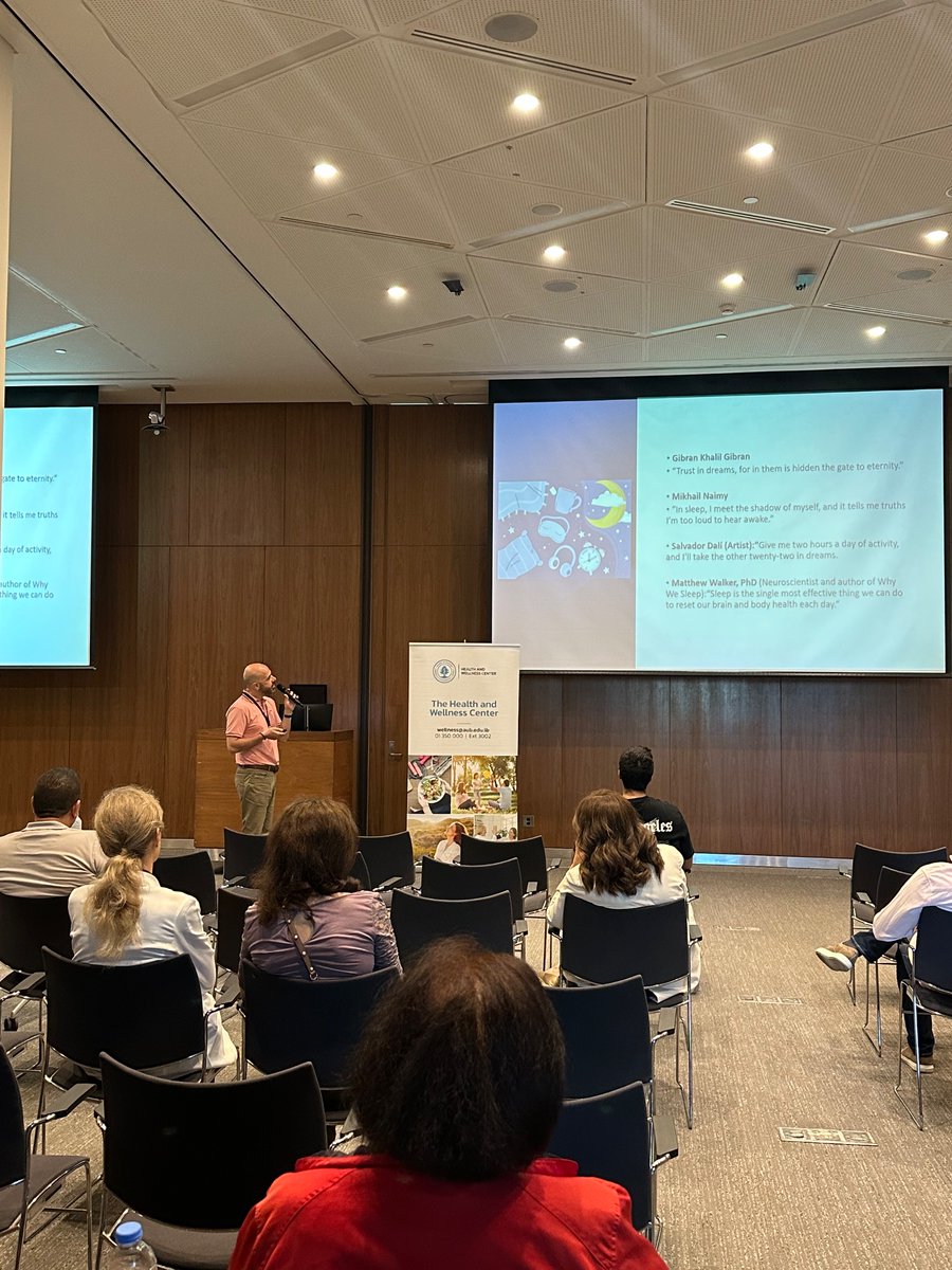 AUBWellness's tweet photo. From our Sleep Well: Tips for Better Sleep Hygiene Seminar by Dr. George Assaf. Dr. Assaf discussed the importance of good quality sleep and tips about sustaining a good quality sleep schedule. #bettersleep #sleephealth #sleephygiene #wellness https://t.co/JcZwtW1dWx