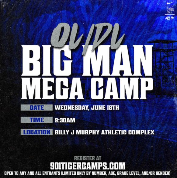I will be attending big man camp at the university of Memphis tomorrow